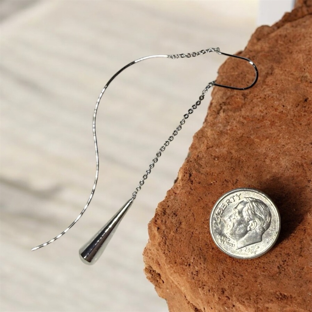 Silver Cone Drop Stainless Steel Single Earring